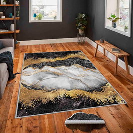 Conceptum Alfombra 160 x 230 cm Blanco, Gris, Dorado y Negro